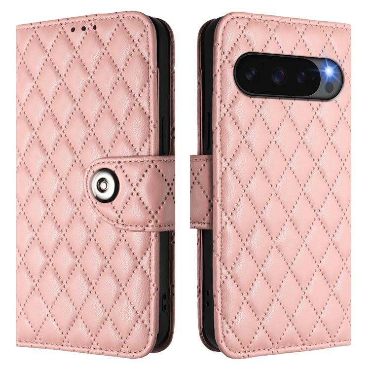 For Google Pixel 10 5G Global Rhombic Texture Flip Leather Phone Case with Lanyard