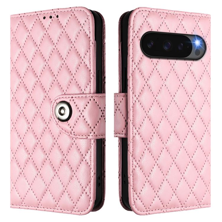 For Google Pixel 10 5G Global Rhombic Texture Flip Leather Phone Case with Lanyard