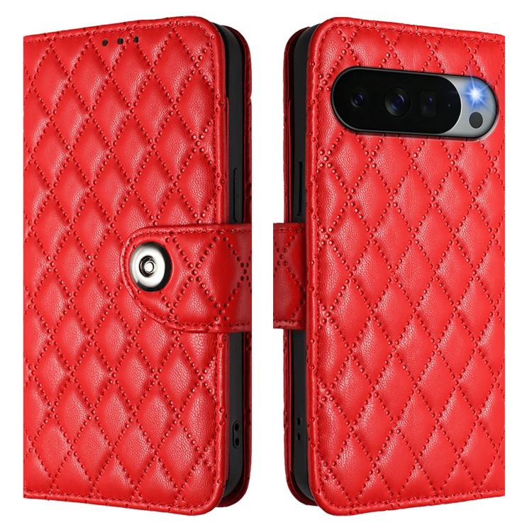 For Google Pixel 11 Pro XL Rhombic Texture Flip Leather Phone Case with Lanyard