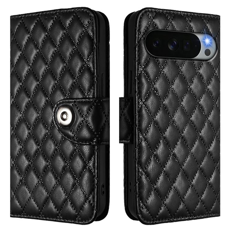 For Google Pixel 11 Pro XL Rhombic Texture Flip Leather Phone Case with Lanyard