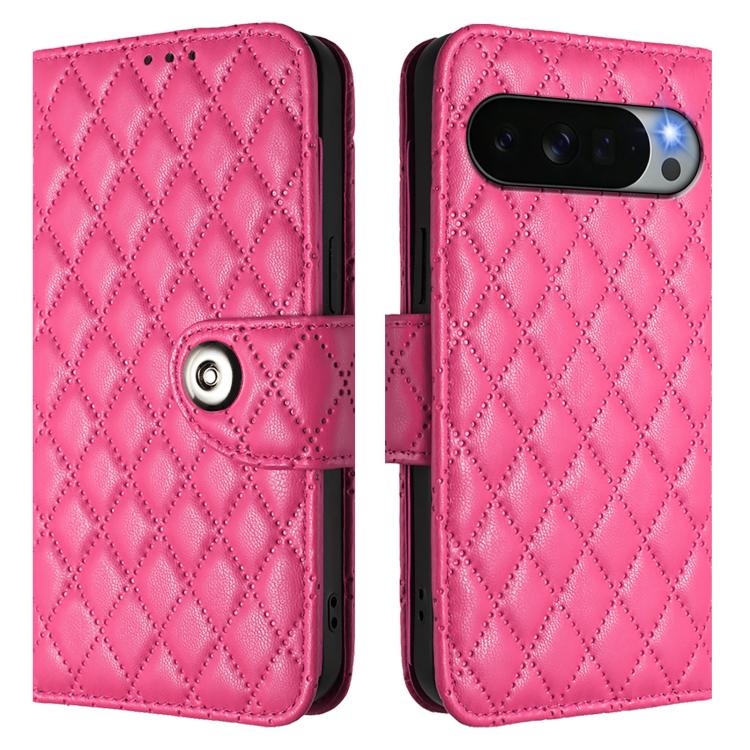 For Google Pixel 11 Pro XL Rhombic Texture Flip Leather Phone Case with Lanyard