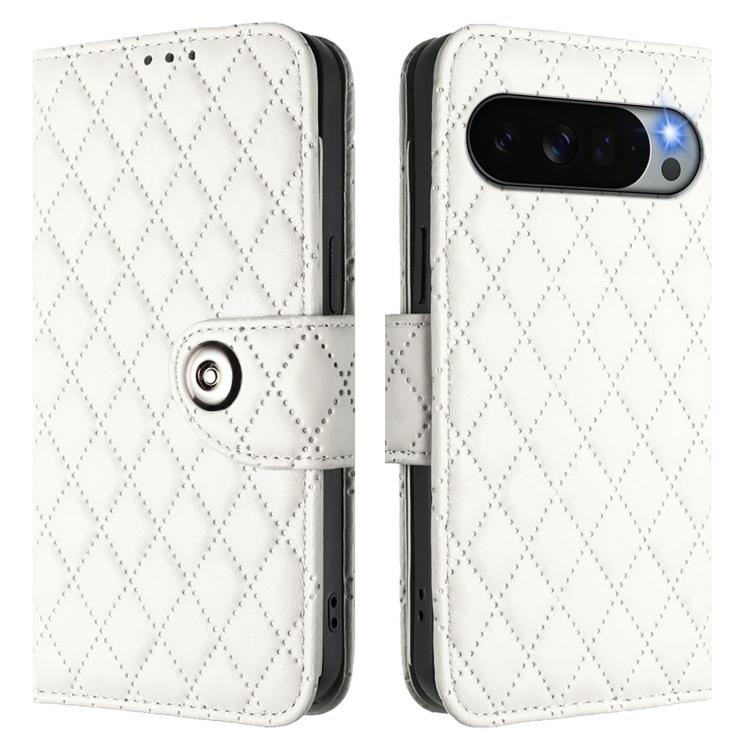 For Google Pixel 11 Pro XL Rhombic Texture Flip Leather Phone Case with Lanyard