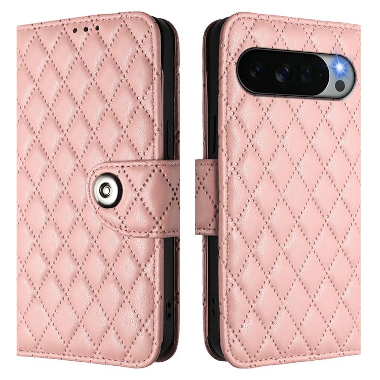 For Google Pixel 11 Pro XL Rhombic Texture Flip Leather Phone Case with Lanyard