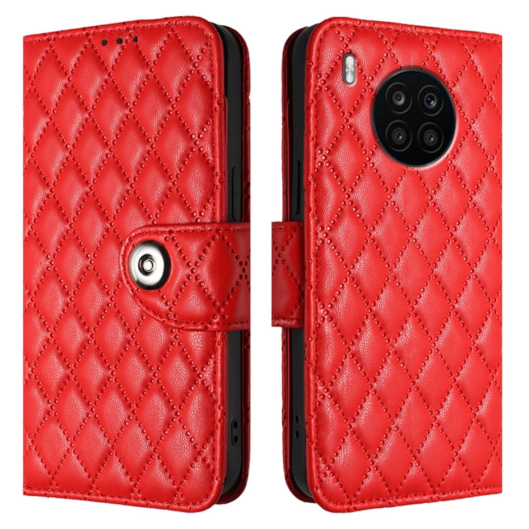 For Honor 50 Lite / Huawei nova 8i Rhombic Texture Flip Leather Phone Case with Lanyard