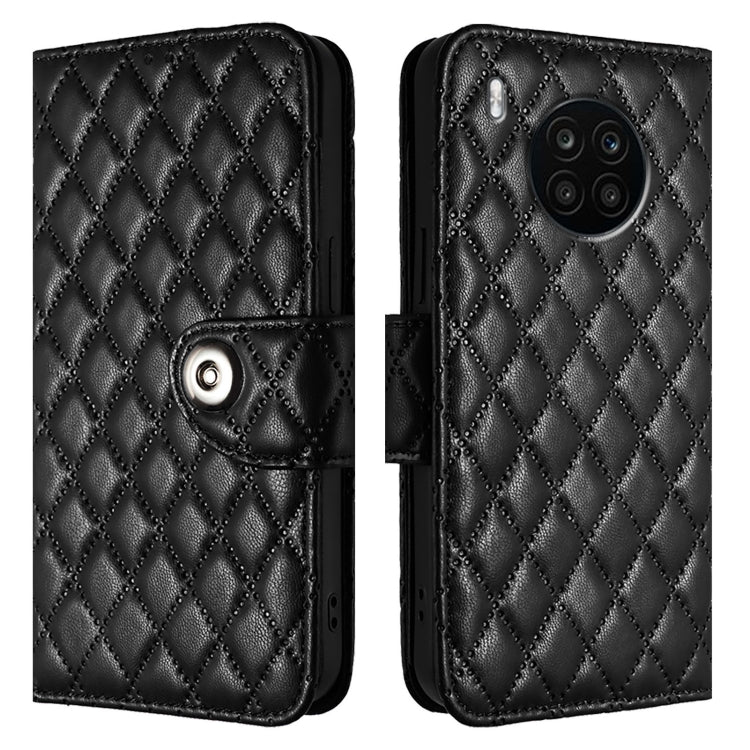 For Honor 50 Lite / Huawei nova 8i Rhombic Texture Flip Leather Phone Case with Lanyard