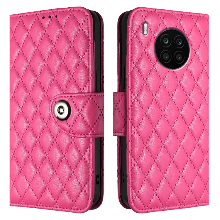 For Honor 50 Lite / Huawei nova 8i Rhombic Texture Flip Leather Phone Case with Lanyard