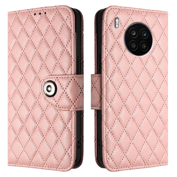 For Honor 50 Lite / Huawei nova 8i Rhombic Texture Flip Leather Phone Case with Lanyard