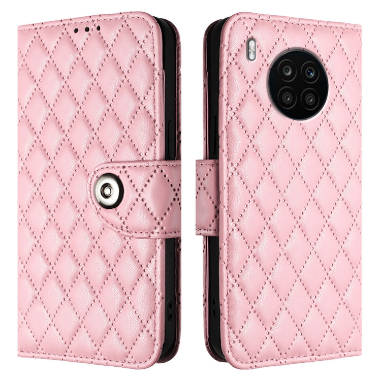 For Honor 50 Lite / Huawei nova 8i Rhombic Texture Flip Leather Phone Case with Lanyard