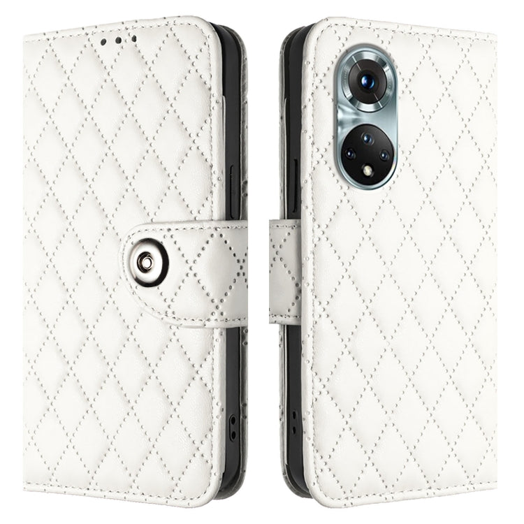 For Honor 50 Pro / Huawei nova 9 Pro Rhombic Texture Flip Leather Phone Case with Lanyard
