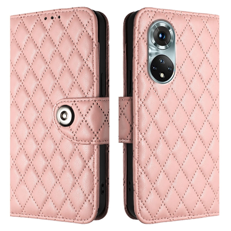 For Honor 50 Pro / Huawei nova 9 Pro Rhombic Texture Flip Leather Phone Case with Lanyard
