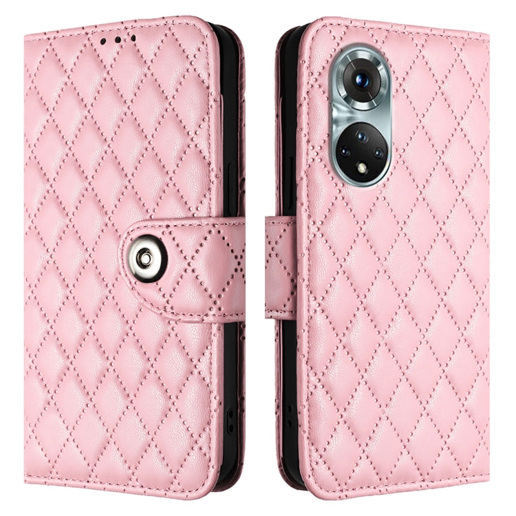 For Honor 50 Pro / Huawei nova 9 Pro Rhombic Texture Flip Leather Phone Case with Lanyard