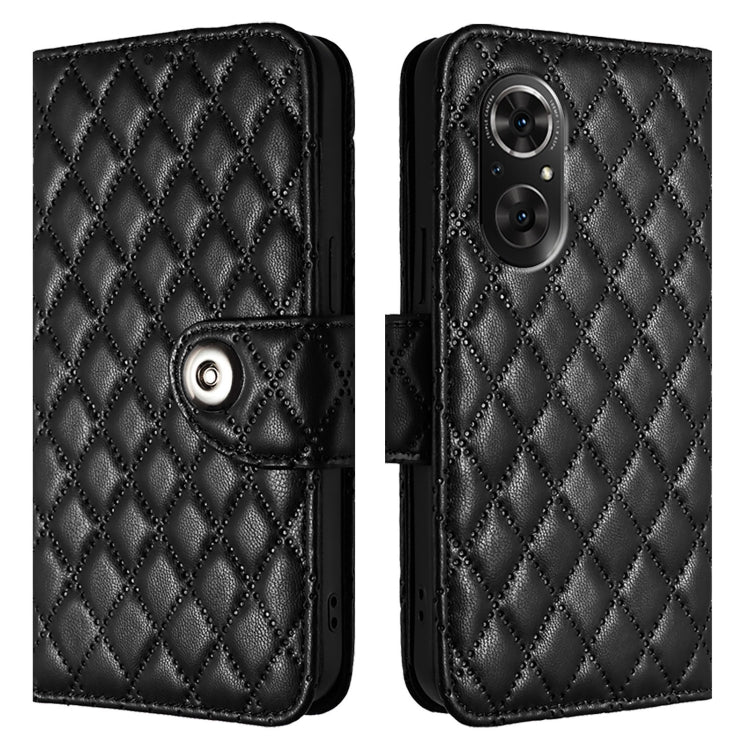For Honor 50 SE / Huawei nova 9 SE Rhombic Texture Flip Leather Phone Case with Lanyard