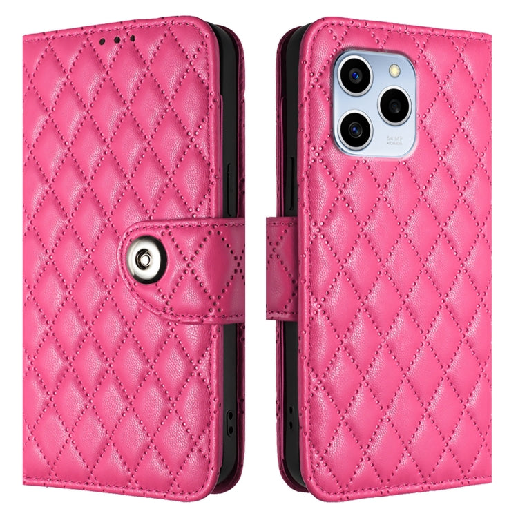 For Honor 60 SE Rhombic Texture Flip Leather Phone Case with Lanyard