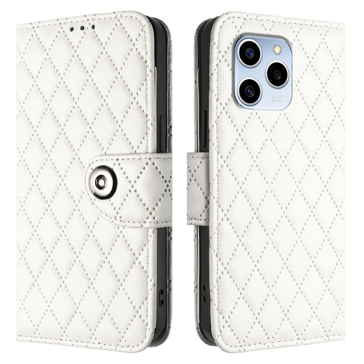 For Honor 60 SE Rhombic Texture Flip Leather Phone Case with Lanyard