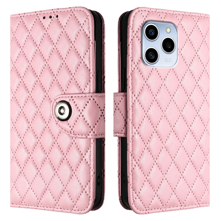 For Honor 60 SE Rhombic Texture Flip Leather Phone Case with Lanyard