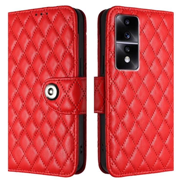 For Honor 80 GT Rhombic Texture Flip Leather Phone Case with Lanyard