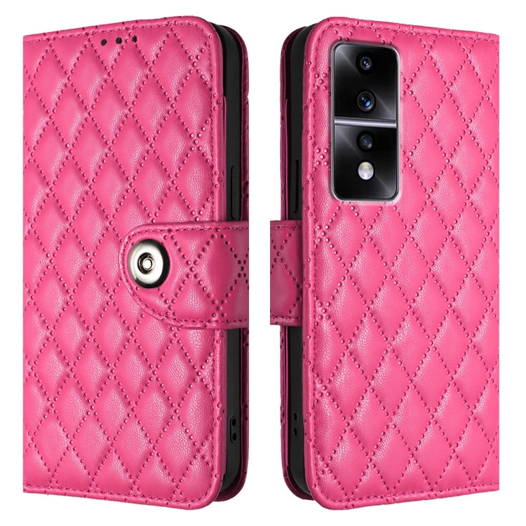 For Honor 80 GT Rhombic Texture Flip Leather Phone Case with Lanyard