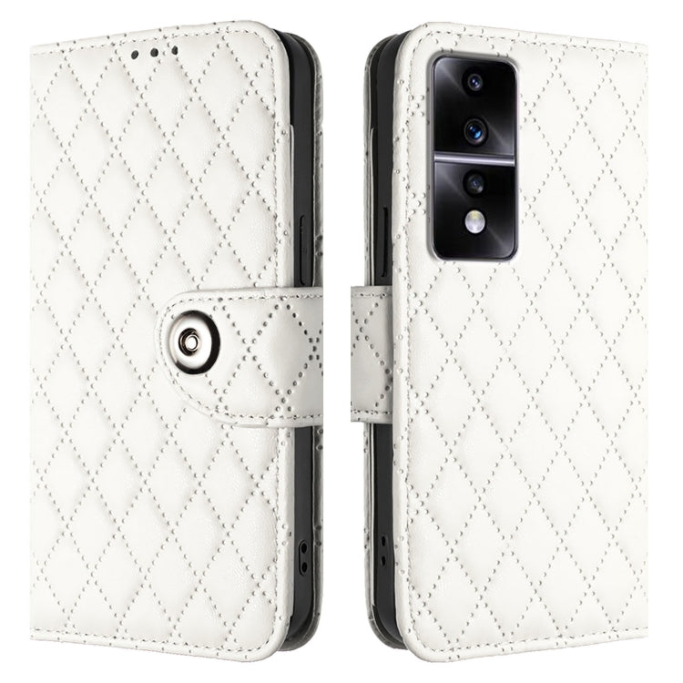 For Honor 80 GT Rhombic Texture Flip Leather Phone Case with Lanyard