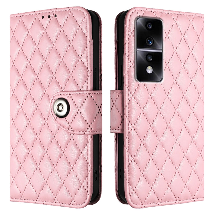For Honor 80 GT Rhombic Texture Flip Leather Phone Case with Lanyard