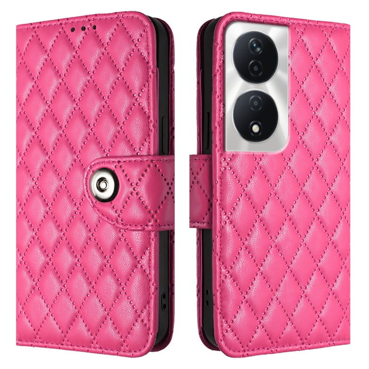 For Honor Play 50 Plus Rhombic Texture Flip Leather Phone Case with Lanyard