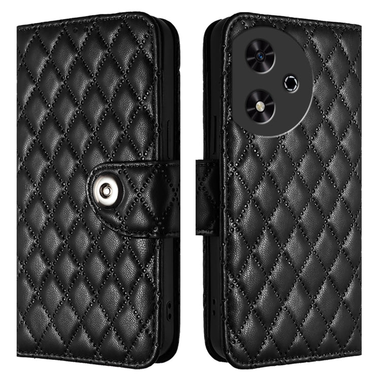 For Honor Play 50 Rhombic Texture Flip Leather Phone Case with Lanyard