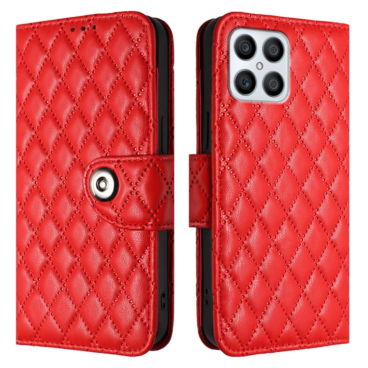 For Honor X8 4G / X30i / Play6T Pro Rhombic Texture Flip Leather Phone Case with Lanyard