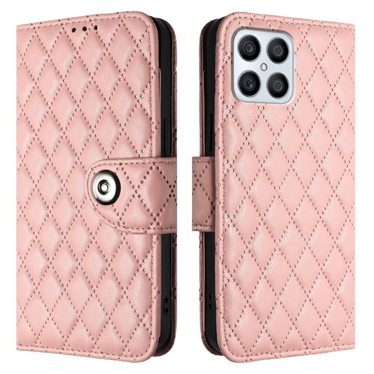 For Honor X8 4G / X30i / Play6T Pro Rhombic Texture Flip Leather Phone Case with Lanyard