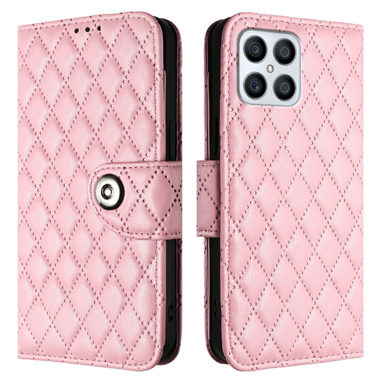 For Honor X8 4G / X30i / Play6T Pro Rhombic Texture Flip Leather Phone Case with Lanyard
