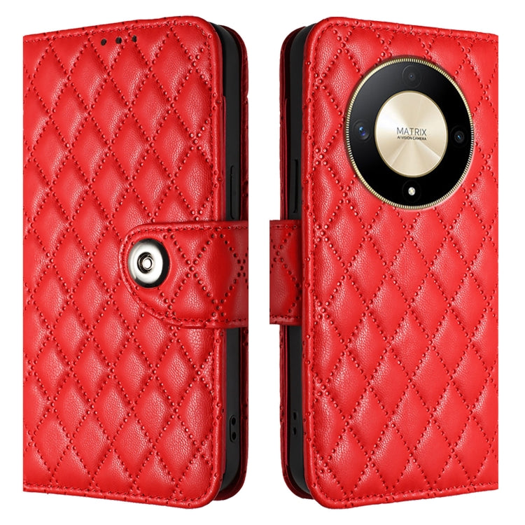 For Honor X9b / Magic6 Lite Rhombic Texture Flip Leather Phone Case with Lanyard