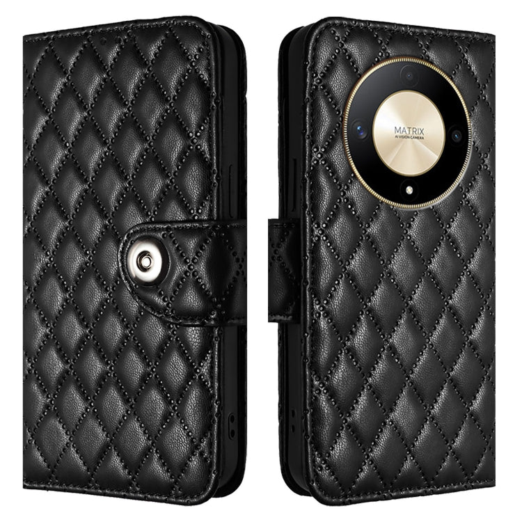 For Honor X9b / Magic6 Lite Rhombic Texture Flip Leather Phone Case with Lanyard