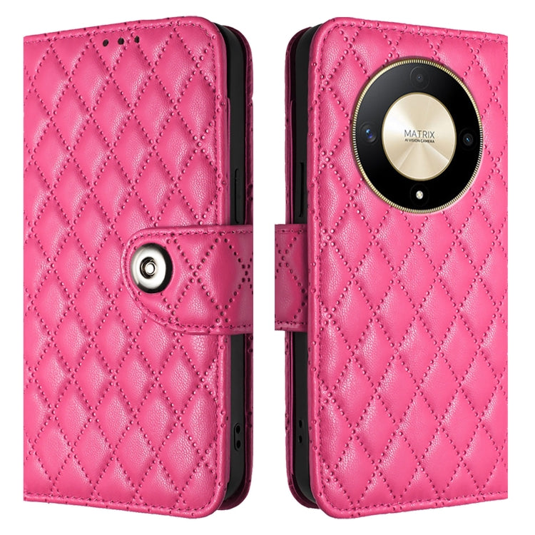 For Honor X9b / Magic6 Lite Rhombic Texture Flip Leather Phone Case with Lanyard
