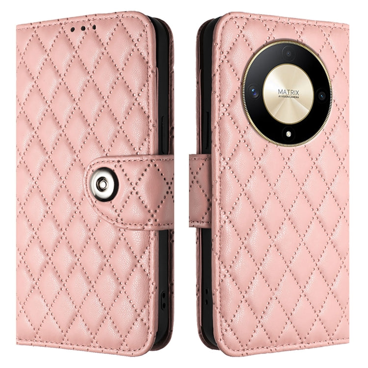 For Honor X9b / Magic6 Lite Rhombic Texture Flip Leather Phone Case with Lanyard