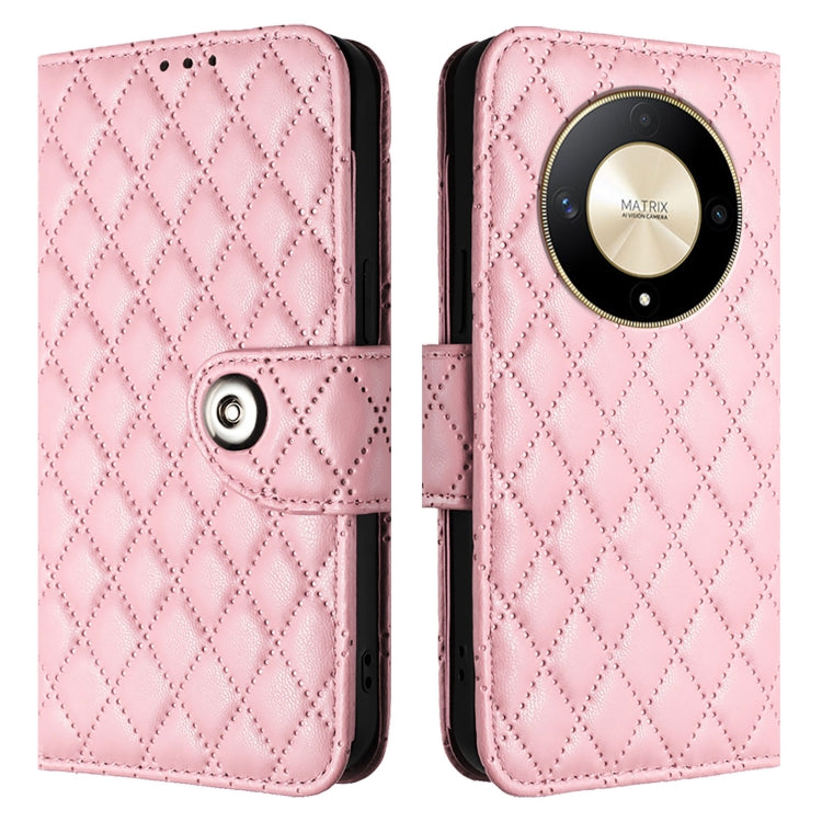 For Honor X9b / Magic6 Lite Rhombic Texture Flip Leather Phone Case with Lanyard