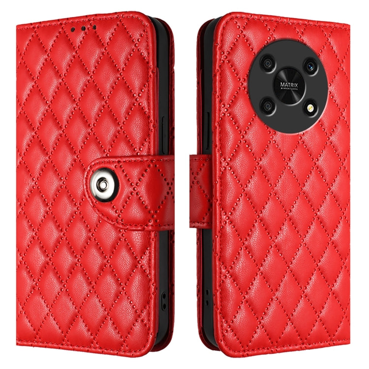 For Honor X30 5G / X9 4G / X9 5G Rhombic Texture Flip Leather Phone Case with Lanyard