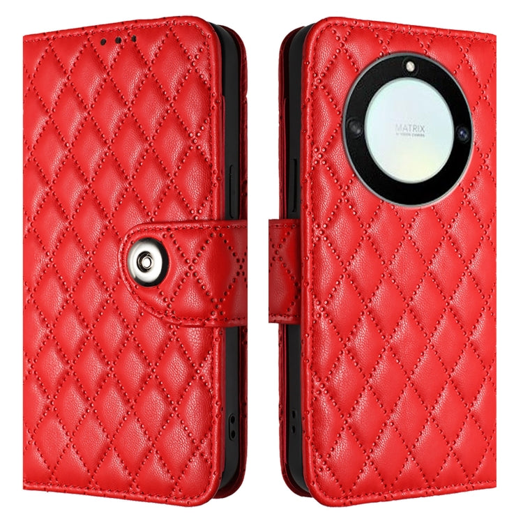 For Honor X40 / X9a / Magic5 Lite Rhombic Texture Flip Leather Phone Case with Lanyard