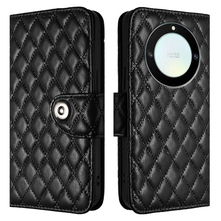 For Honor X40 / X9a / Magic5 Lite Rhombic Texture Flip Leather Phone Case with Lanyard