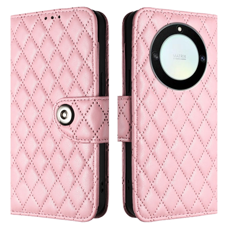 For Honor X40 / X9a / Magic5 Lite Rhombic Texture Flip Leather Phone Case with Lanyard