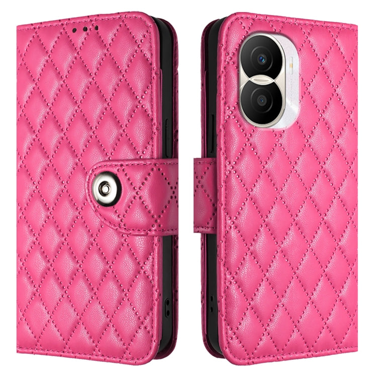 For Honor X40i Rhombic Texture Flip Leather Phone Case with Lanyard
