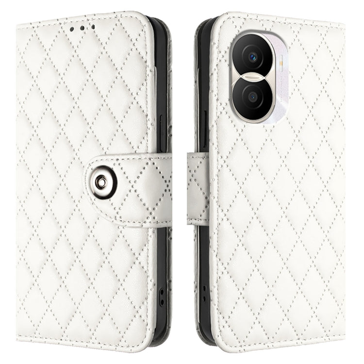 For Honor X40i Rhombic Texture Flip Leather Phone Case with Lanyard