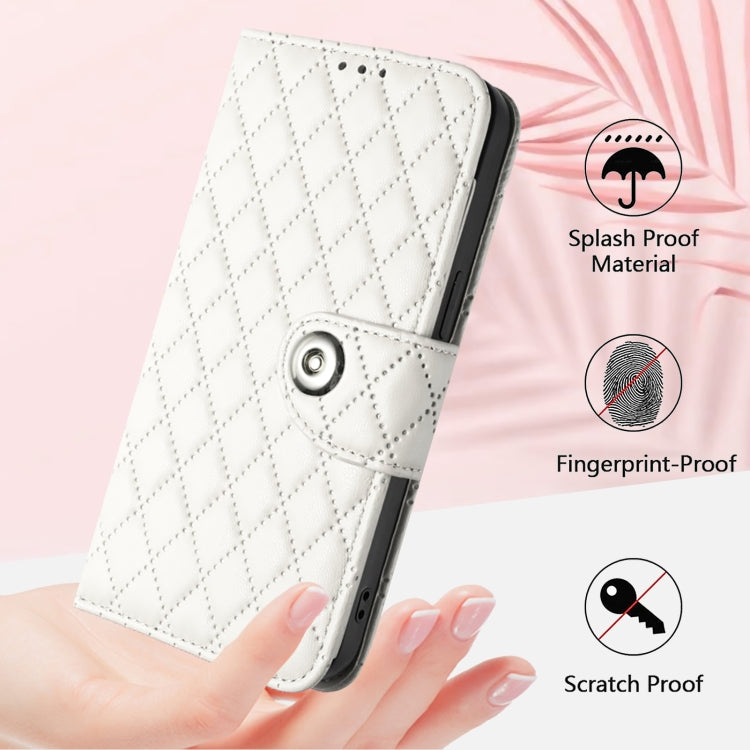 For Honor X6b Rhombic Texture Flip Leather Phone Case with Lanyard