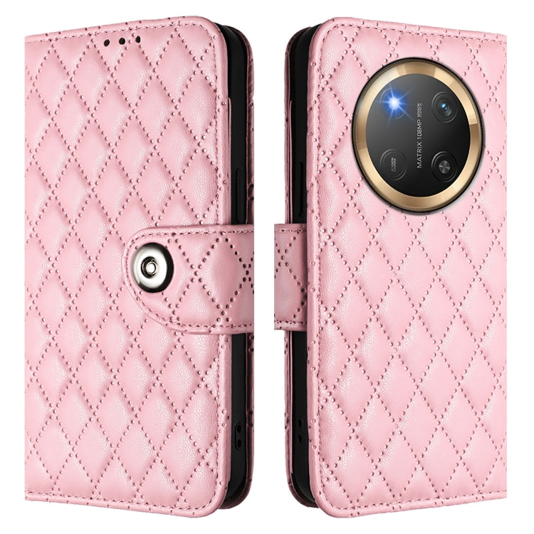 For Honor X9c 5G Global Rhombic Texture Flip Leather Phone Case with Lanyard
