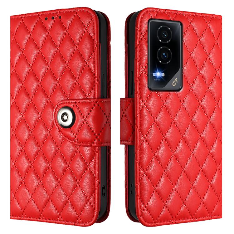 For Honor GT Rhombic Texture Flip Leather Phone Case with Lanyard