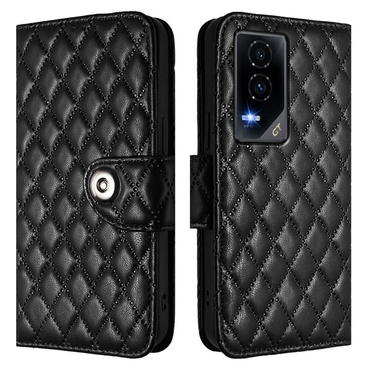 For Honor GT Rhombic Texture Flip Leather Phone Case with Lanyard