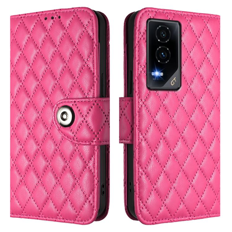 For Honor GT Rhombic Texture Flip Leather Phone Case with Lanyard