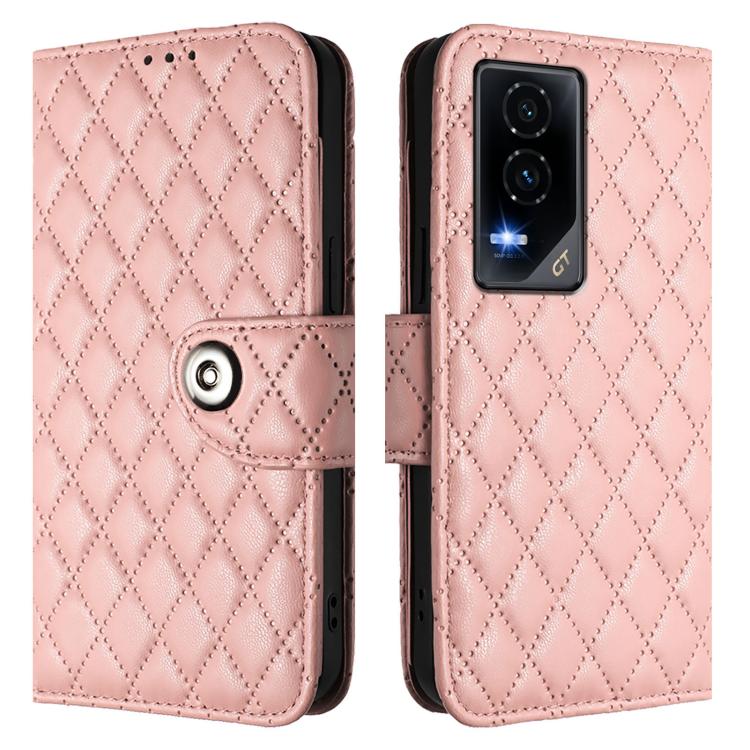 For Honor GT Rhombic Texture Flip Leather Phone Case with Lanyard