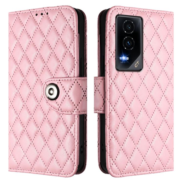 For Honor GT Rhombic Texture Flip Leather Phone Case with Lanyard