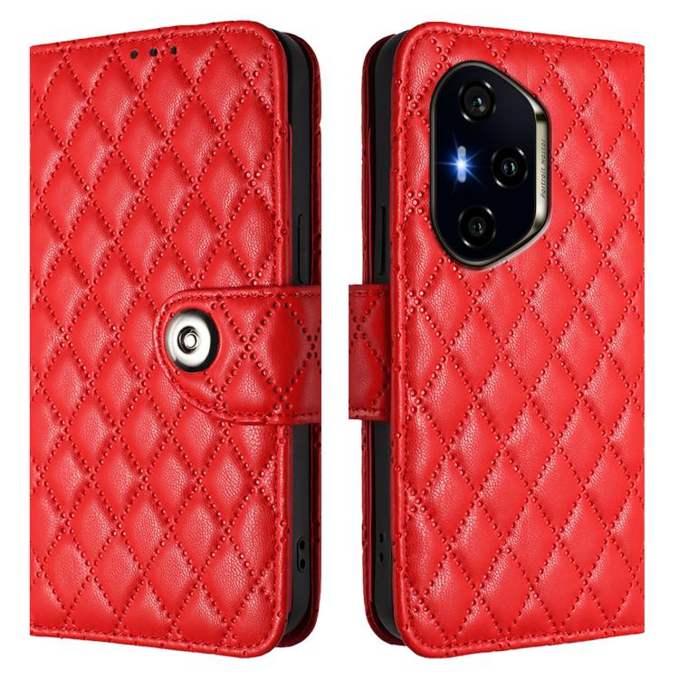 For Honor 400 Global 156.5mm Rhombic Texture Flip Leather Phone Case with Lanyard