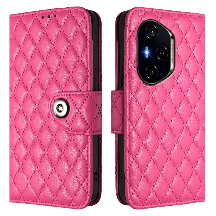 For Honor 400 Global 156.5mm Rhombic Texture Flip Leather Phone Case with Lanyard
