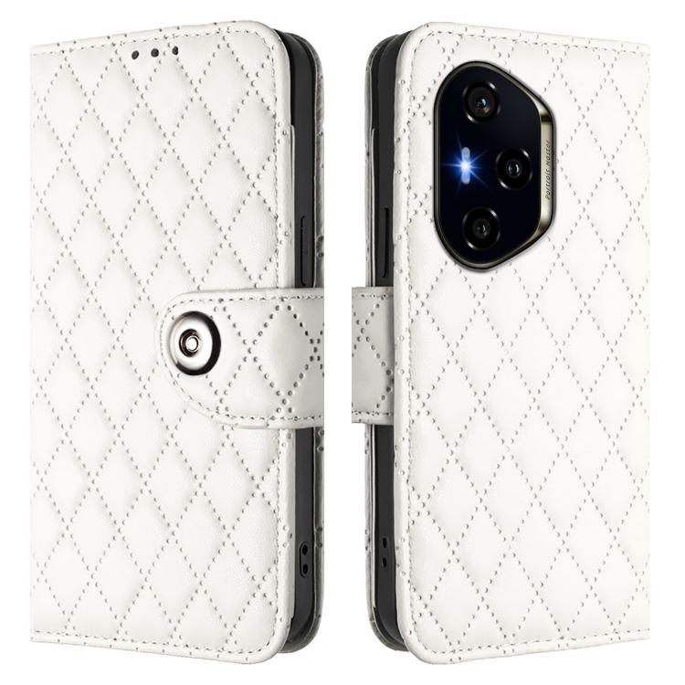 For Honor 400 Global 156.5mm Rhombic Texture Flip Leather Phone Case with Lanyard
