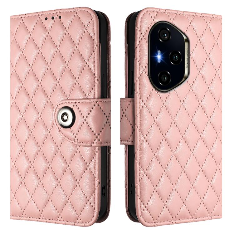 For Honor 400 Global 156.5mm Rhombic Texture Flip Leather Phone Case with Lanyard